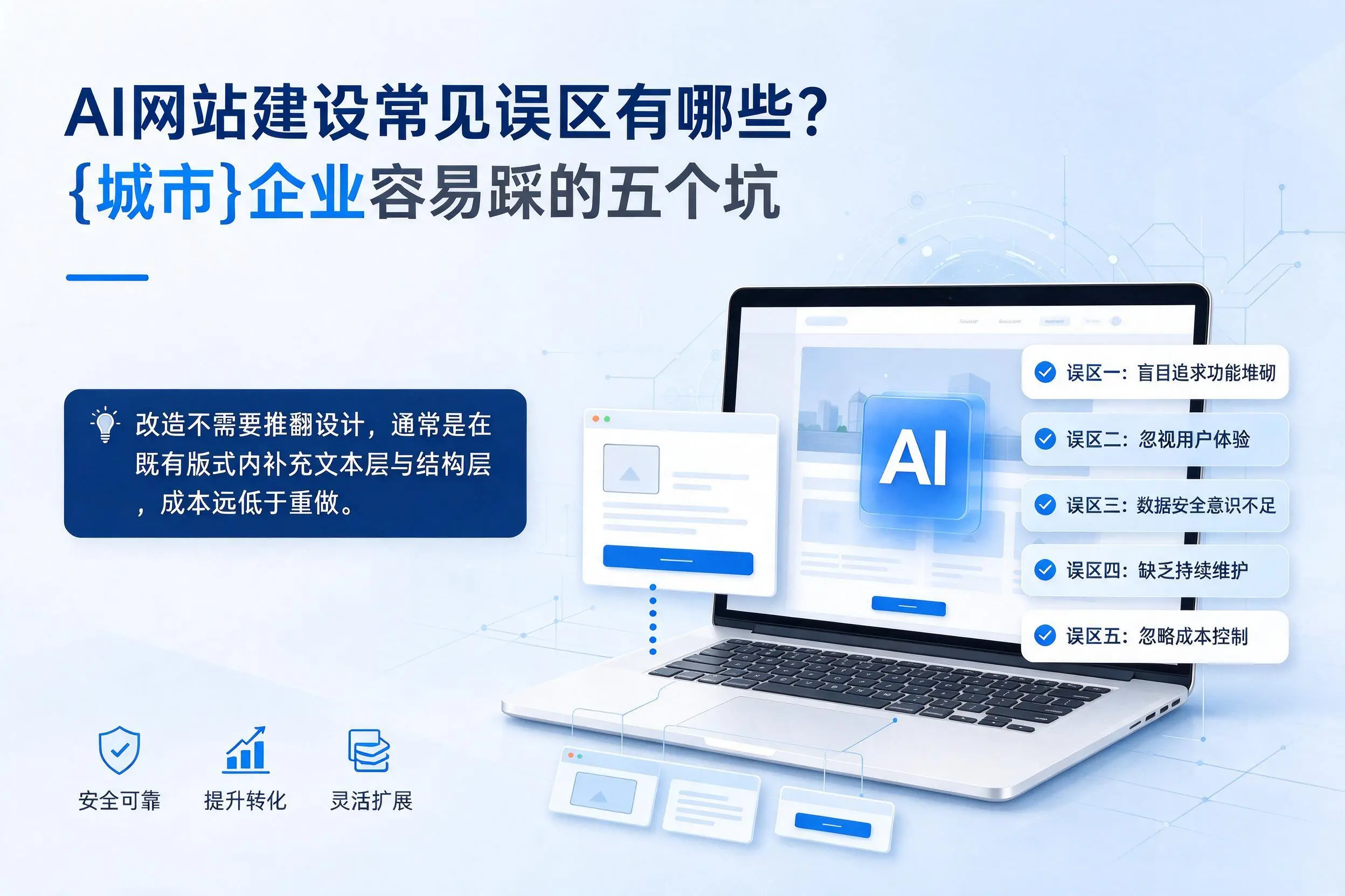 AI网站建设常见误区有哪些?扬州企业容易踩的五个坑